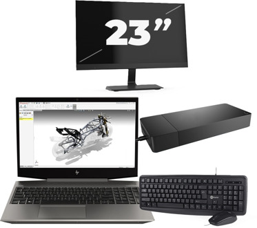 HP ZBook 15v G5 - Intel Core i7-9e Generatie - 15 inch - 16GB RAM - 256GB SSD - Windows 11 Home + 1x 23 inch Monitor