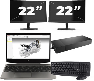 HP ZBook 15v G5 - Intel Core i7-9e Generatie - 15 inch - 16GB RAM - 256GB SSD - Windows 11 Home + 2x 22 inch Monitor