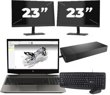 HP ZBook 15v G5 - Intel Core i7-9e Generatie - 15 inch - 16GB RAM - 256GB SSD - Windows 11 Home + 2x 23 inch Monitor