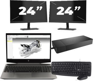 HP ZBook 15v G5 - Intel Core i7-9e Generatie - 15 inch - 16GB RAM - 256GB SSD - Windows 11 Home + 2x 24 inch Monitor
