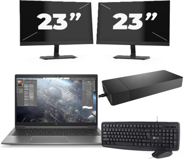 HP ZBook Firefly 14 G7 - Intel Core i7-10e Generatie - 14 inch - 16GB RAM - 256GB SSD - Windows 11 Home + 2x 23 inch Monitor