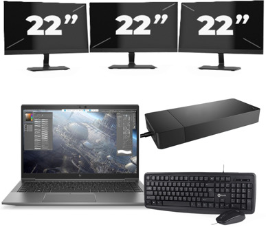 HP ZBook Firefly 14 G7 - Intel Core i7-10e Generatie - 14 inch - 16GB RAM - 256GB SSD - Windows 11 Home + 3x 22 inch Monitor