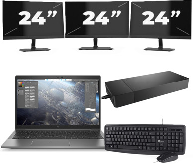 HP ZBook Firefly 14 G7 - Intel Core i7-10e Generatie - 14 inch - 16GB RAM - 256GB SSD - Windows 11 Home + 3x 24 inch Monitor - small