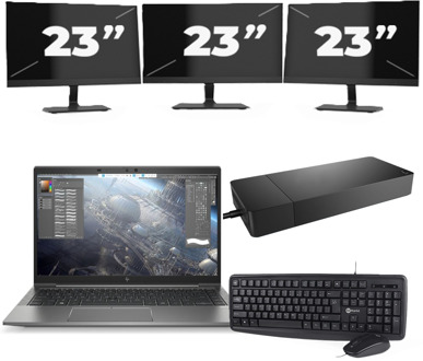HP ZBook Firefly 14 G8 - Intel Core i7-11e Generatie - 14 inch - 16GB RAM - 256GB SSD - Windows 11 Home + 3x 23 inch Monitor