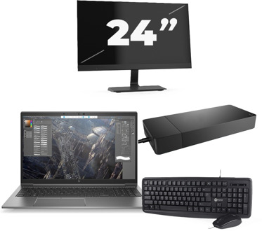 HP ZBook Firefly 15 G7 - Intel Core i7-10e Generatie - 15 inch - 16GB RAM - 256GB SSD - Windows 11 + 1x 24 inch Monitor