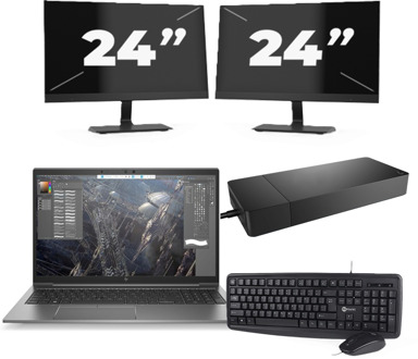 HP ZBook Firefly 15 G7 - Intel Core i7-10e Generatie - 15 inch - 8GB RAM - 256GB SSD - Windows 11 + 2x 24 inch Monitor - small