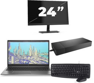 HP ZBook Firefly 15 G8 - Intel Core i7-11e Generatie - 15 inch - 16GB RAM - 256GB SSD - Windows 11 Home + 1x 24 inch Monitor
