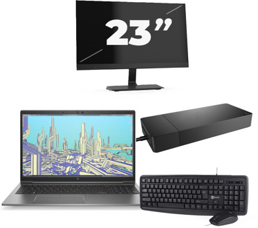 HP ZBook Firefly 15 G8 - Intel Core i7-11e Generatie - 15 inch - 8GB RAM - 256GB SSD - Windows 11 Home + 1x 23 inch Monitor