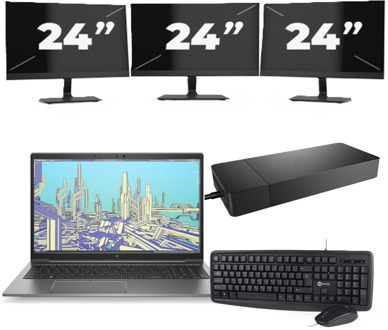 HP ZBook Firefly 15 G8 - Intel Core i7-11e Generatie - 15 inch - 8GB RAM - 256GB SSD - Windows 11 Home + 3x 24 inch Monitor - small