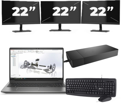 HP ZBook Power G8 - Intel Core i7-11e Generatie - 15 inch - 16GB RAM - 256GB SSD - Windows 11 + 3x 22 inch Monitor
