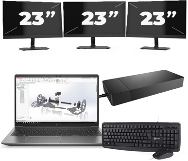 HP ZBook Power G8 - Intel Core i7-11e Generatie - 15 inch - 16GB RAM - 256GB SSD - Windows 11 + 3x 23 inch Monitor