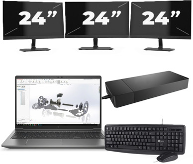 HP ZBook Power G8 - Intel Core i7-11e Generatie - 15 inch - 8GB RAM - 256GB SSD - Windows 11 + 3x 24 inch Monitor