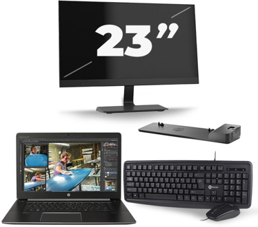 HP ZBook Studio G3 - Intel Core i7-6e Generatie - 15 inch - 8GB RAM - 240GB SSD - Windows 11 + 1x 23 inch Monitor