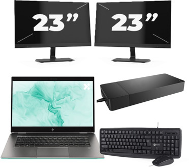 HP ZBook Studio G5 - Intel Core i7-8e Generatie - 15 inch - 16GB RAM - 256GB SSD - Windows 11 + 2x 23 inch Monitor