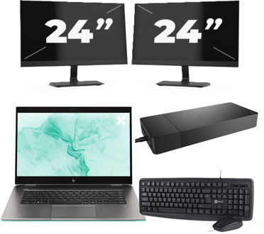 HP ZBook Studio G5 - Intel Core i7-8e Generatie - 15 inch - 16GB RAM - 256GB SSD - Windows 11 + 2x 24 inch Monitor