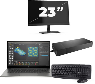 HP ZBook Studio G7 - Intel Core i7-10e Generatie - 15 inch - 16GB RAM - 256GB SSD - Windows 11 + 1x 23 inch Monitor