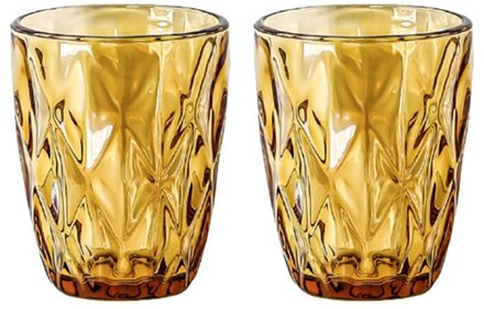 Hpdear Glaswerk Tuimelaars Set Van 2, Rhomboid, Loodvrij, Glazen Voor Water Sap Drinken, ideaal Voor Familie Vrienden.