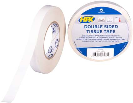 HPX Dubbelzijdige tissue tape | Wit | 19mm x 50m - TT1950 TT1950