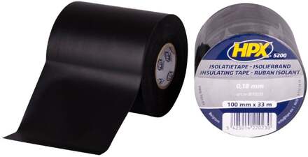 HPX PVC isolatietape | Zwart | 100mm x 33m - IB10033 | 12 stuks IB10033