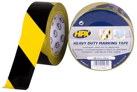 HPX Zelfklevende hoogwaardige markeringstape | Geel/Zwart | 48mm x 33m - TB5033 | 24 stuks TB5033