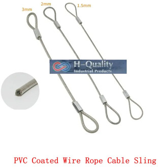 HQ 1.5-3MM PVC Coated Stainless Steel Wire Rope Sling Cable Lifting Sling Assemblies with Strong Fastened Eye Loops Custom Made