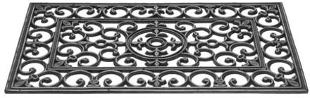 HQ Rubberen schoonloopmat barok zwart voor buiten 75 x 45 cm - Deurmat rubber