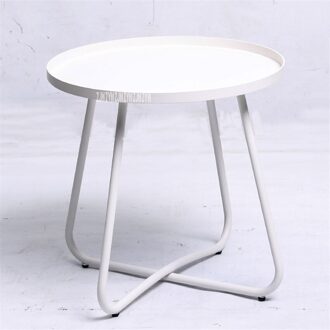 HRCC027 Eenvoudige Moderne Woonkamer Metalen Thee Tafel Balkon Carbon Stalen Bank Bijzettafel Nachtkastje Kleine Opslag Ronde Salontafel wit