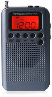 HRD-104 Pocket Am Fm Radio 1.3 Inch Lcd Digitale Display Met 40Mm Driver Speaker Muzikale Plezierige Instrument Levert grijs