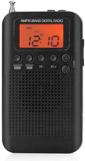 HRD-104 Pocket Am Fm Radio 1.3 Inch Lcd Digitale Display Met 40Mm Driver Speaker Muzikale Plezierige Instrument Levert zwart
