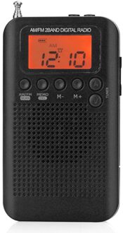 HRD-104 Pocket Draagbare Am Fm Radio Digitale Display Mini Pocket Radio Met 40Mm Driver Lcd-scherm Speaker Digitale Tuning radio zwart