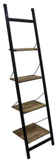 HSM Collection HSM - Decoratieve Ladder - Mangohout|ijzer - Powdercoated Black Bruin