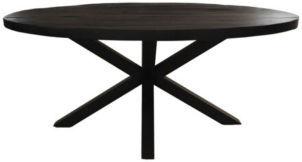 HSM Collection Ovale eettafel klerk 180x100 cm zwart mangohout