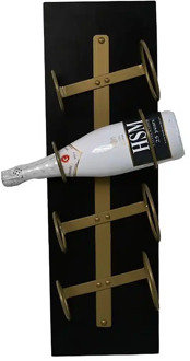 HSM Collection Wijnrek Diabo wand 4 flessen H 65 cm hout goud