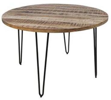 HSM Eettafel Valencia - ø120 cm - Naturel/zwart Bruin, Zwart