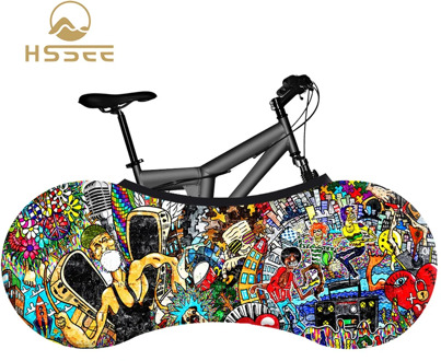 HSSEE 2020 Graffiti Series Bicycle Indoor Dust Cover High Quality Elastic Fabric 26"-28" Road Bike Cover Bicycle Accessories