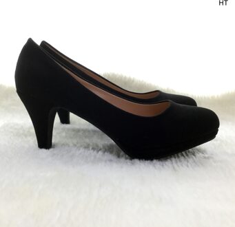 Ht Black Mid-Hak Te Werk Enkele Schoenen Professionele Stewardess Zachte Zolen Schoenen Fijne Hak Werk Dressing steward 36