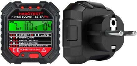 HT107 Socket Tester Voltage Test Eu/Uk/Us Plug Lijn Tester Rcd Voltage Meet Lcd Display Socket Tester voor Lekkage Bescherming