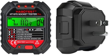 HT107 Socket Tester Voltage Test Eu/Uk/Us Plug Lijn Tester Rcd Voltage Meet Lcd Display Socket Tester voor Lekkage Bescherming