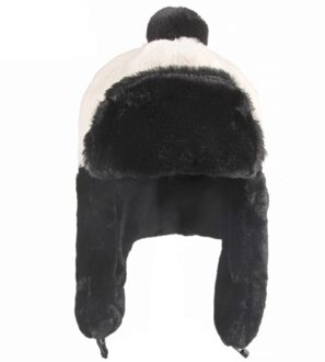 HT3429 Mode Winter Hoed Vrouwen Zachte Fleece Leuke Panda Vormige Oorklep Cap Ouder Kind Warme Bommenwerper Hoed Kids Ski trapper Cap zwart / Kids 52-54cm