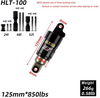 HTL100 Olie Lente Shock Aluminium Mtb Mountain Hydraulische Fiets Achter Schokdemper 125Mm/150mm16 5Mm/185Mm 750/850/1000LBS 125mmX850lbs