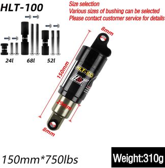 HTL100 Olie Lente Shock Aluminium Mtb Mountain Hydraulische Fiets Achter Schokdemper 125Mm/150mm16 5Mm/185Mm 750/850/1000LBS 150mmX750lbs
