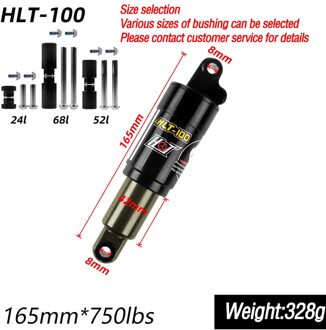HTL100 Olie Lente Shock Aluminium Mtb Mountain Hydraulische Fiets Achter Schokdemper 125Mm/150mm16 5Mm/185Mm 750/850/1000LBS 165mmX750lbs