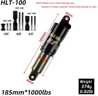 HTL100 Olie Lente Shock Aluminium Mtb Mountain Hydraulische Fiets Achter Schokdemper 125Mm/150mm16 5Mm/185Mm 750/850/1000LBS 185mmX1000lbs