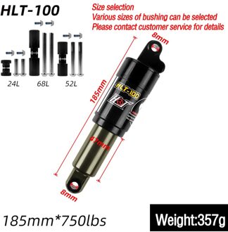 HTL100 Olie Lente Shock Aluminium Mtb Mountain Hydraulische Fiets Achter Schokdemper 125Mm/150mm16 5Mm/185Mm 750/850/1000LBS 185mmX750lbs