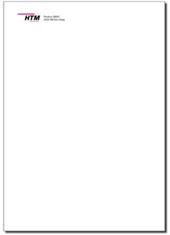 Htm akte envelop c4, kleur wit, 1-zijdig bedrukt htm logo, met plakstrip