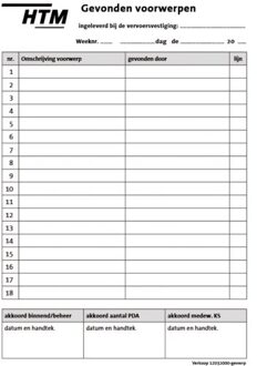 Htm formulier gevonden voorwerpen binnendienst, 1 pak à 10 bloks