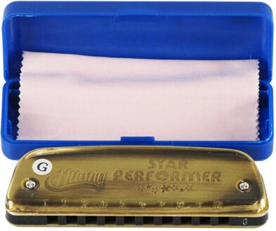 Huang 10 Gaten 20 Tone Diatonische Blues Harmonica Sleutel van G Harp Mondharmonica Jazz Rock Folk Houtblazers w /Harmonica Case