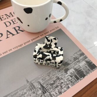 Huanzhi Koreaanse Zwart Wit Koe Kleur Acryl Acetaat Haar Clip Geometrie Hoofd Accessoires Klauw Clip Voor Vrouwen Sieraden 1