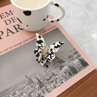 Huanzhi Koreaanse Zwart Wit Koe Kleur Acryl Acetaat Haar Clip Geometrie Hoofd Accessoires Klauw Clip Voor Vrouwen Sieraden 4