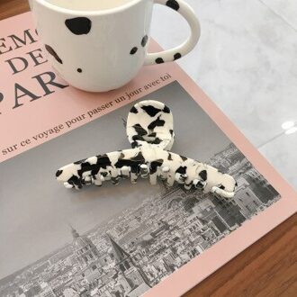 Huanzhi Koreaanse Zwart Wit Koe Kleur Acryl Acetaat Haar Clip Geometrie Hoofd Accessoires Klauw Clip Voor Vrouwen Sieraden 7